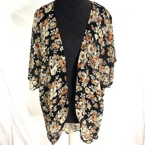 Women’s kimono floral black pink festival